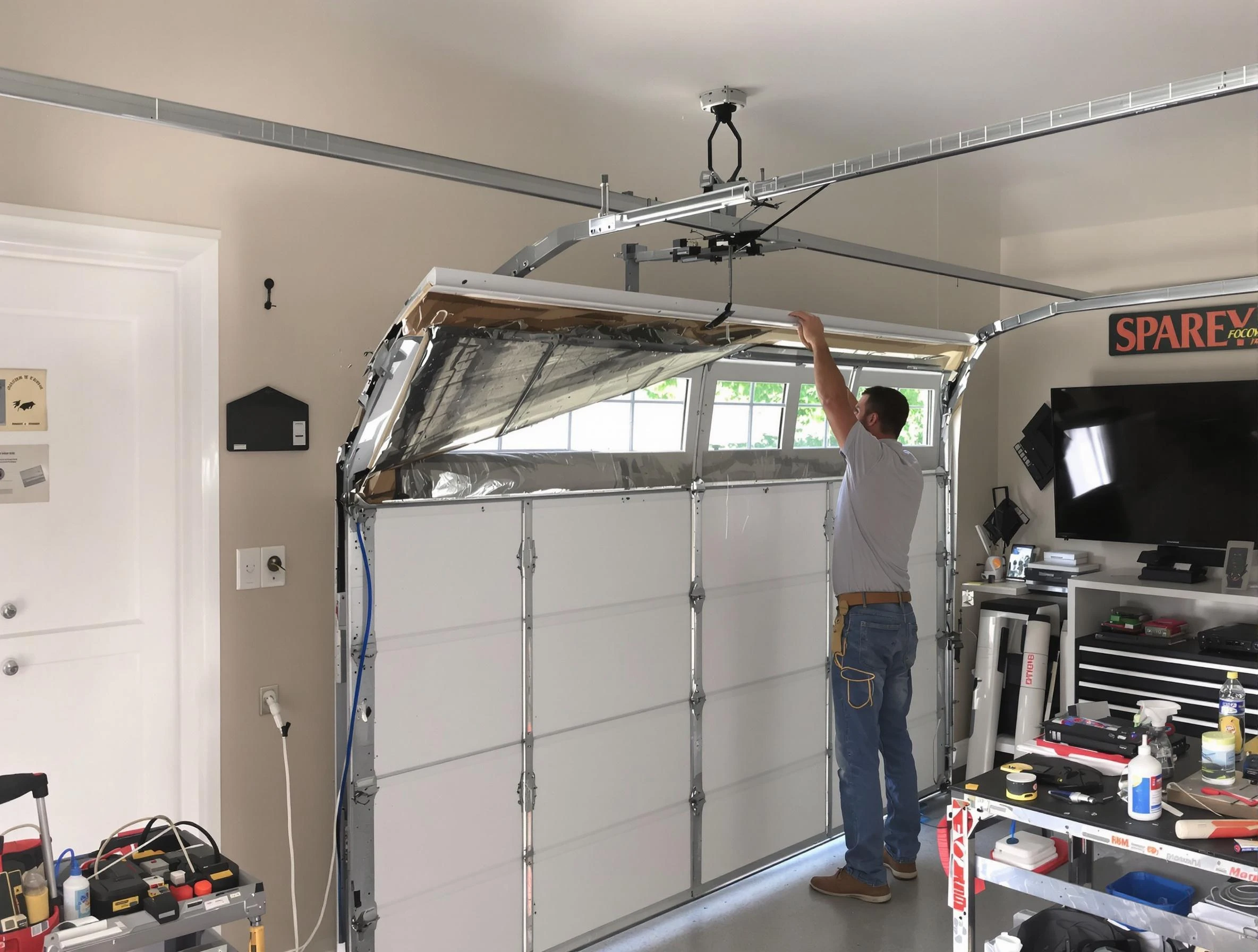 Garage door section replacement by Smyrna Garage Door Repair in Smyrna